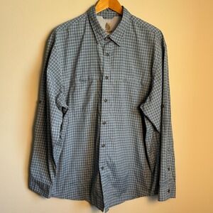G.H. Bass & Co. Roll-Tab Sleeve Mens Plaid Button Up Shirt‎ Blue Size XL Outdoor